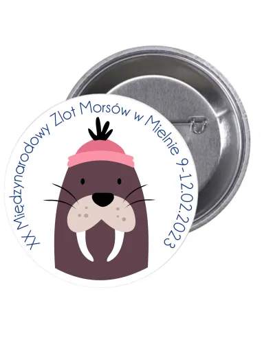 Przypinki buttony MORSY - XX MIĘDZYNARODOWY ZLOT MORSÓW W MIELNIE  znaczki badziki z grafiką