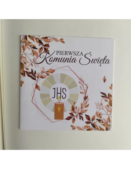 Personalizowane komunijne zaproszenie na pierwszą komunię świętą liście IHS PROJEKT GRATIS