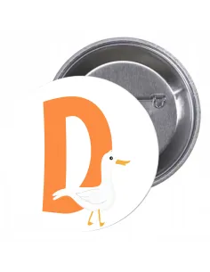 Przypinki buttony LITERKI DLA DZIECI  - D  znaczki badziki z grafiką