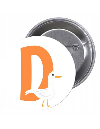 Przypinki buttony LITERKI DLA DZIECI  - D  znaczki badziki z grafiką