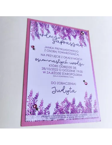 Personalizowane zaproszenie na urodziny urodzinowe różowe liście PROJEKT GRATIS