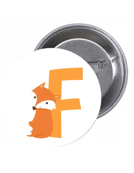 Przypinki buttony LITERKI DLA DZIECI  - F znaczki badziki z grafiką