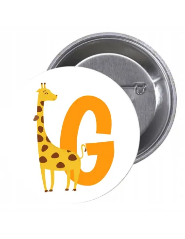 Przypinki buttony LITERKI DLA DZIECI  - G  znaczki badziki z grafiką