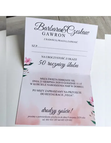 Personalizowane zaproszenie na 50 rodznicę ślubu PROJEKT GRATIS