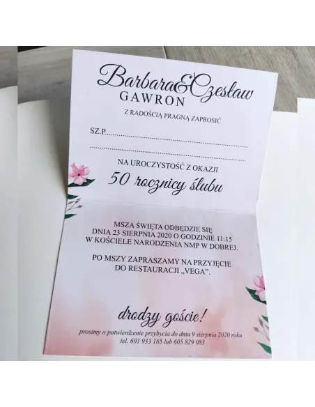 Personalizowane zaproszenie na 50 rodznicę ślubu PROJEKT GRATIS