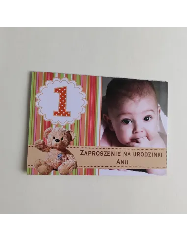 Personalizowane zaproszenie urodzinowe na roczek PROJEKT GRATIS