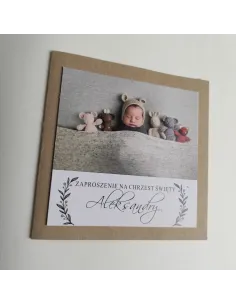 Personalizowane zaproszenie na chrzciny eko papier boho PROJEKT GRATIS