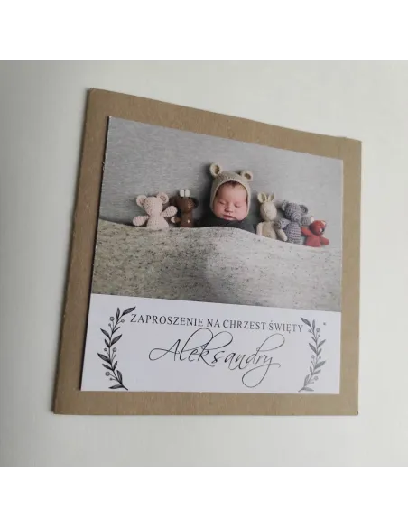 Personalizowane zaproszenie na chrzciny eko papier boho PROJEKT GRATIS