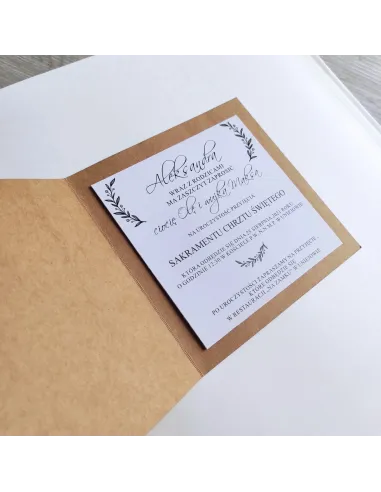 Personalizowane zaproszenie na chrzciny eko papier boho PROJEKT GRATIS