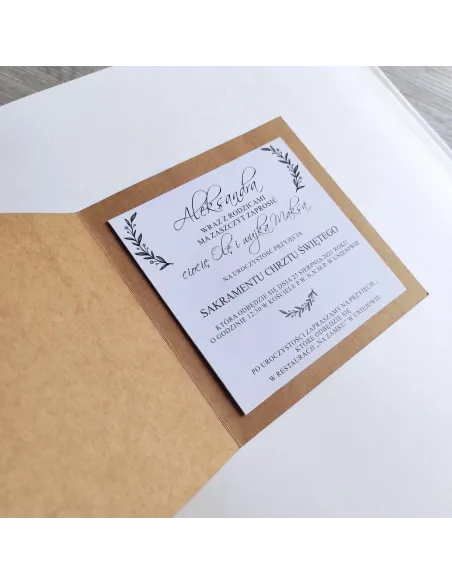 Personalizowane zaproszenie na chrzciny eko papier boho PROJEKT GRATIS