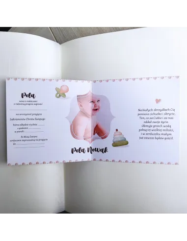 Personalizowane zaproszenie na chrzciny ze zdjęciem PROJEKT GRATIS