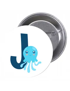 Przypinki buttony LITERKI DLA DZIECI  - J znaczki badziki z grafiką