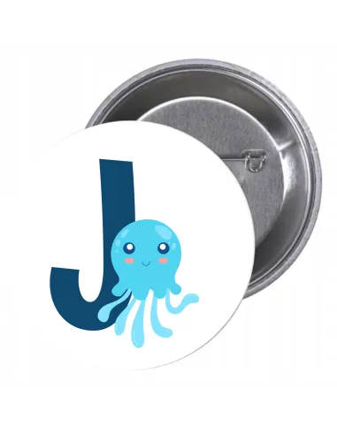 Przypinki buttony LITERKI DLA DZIECI  - J znaczki badziki z grafiką