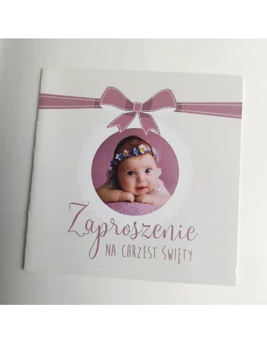 Personalizowane zaproszenie na chrzest święty ze zdjęciem  PROJEKT GRATIS