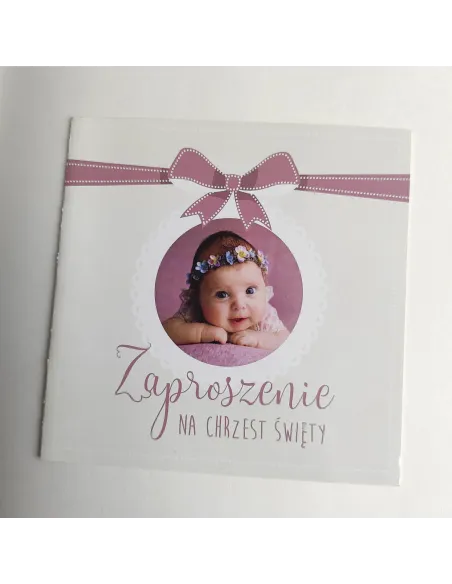 Personalizowane zaproszenie na chrzest święty ze zdjęciem  PROJEKT GRATIS
