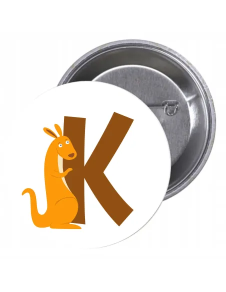 Przypinki buttony LITERKI DLA DZIECI  - K znaczki badziki z grafiką