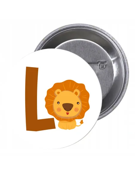 Przypinki buttony LITERKI DLA DZIECI  - L znaczki badziki z grafiką