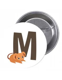 Przypinki buttony LITERKI DLA DZIECI  - M znaczki badziki z grafiką