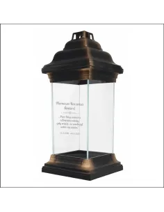 Personalizowany znicz kapliczka z grawerem PIERWSZA ROCZNICA ŚMIERCI TWÓJ NAPIS