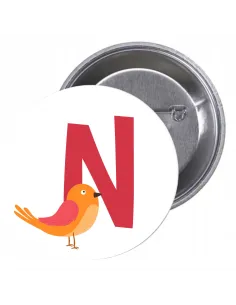 Przypinki buttony LITERKI DLA DZIECI  - N znaczki badziki z grafiką