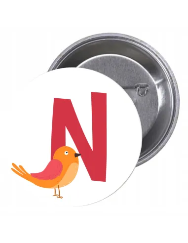 Przypinki buttony LITERKI DLA DZIECI  - N znaczki badziki z grafiką