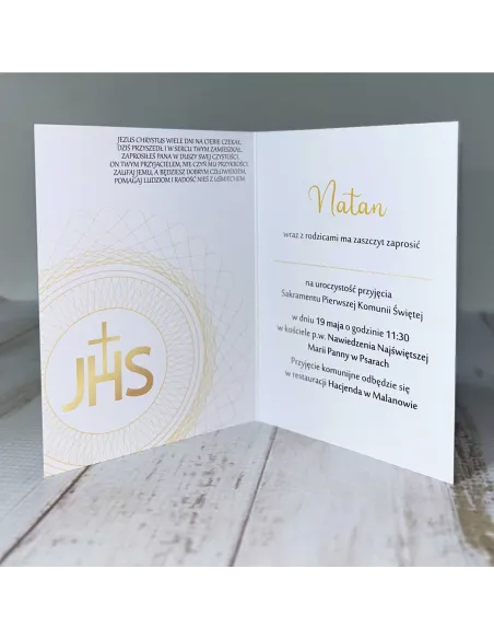 Zaproszenie na pierwszą komunię świętą zaproszenia komunijne personalizowane PROJEKT GRATIS