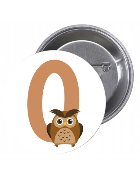 Przypinki buttony LITERKI DLA DZIECI  - O znaczki badziki z grafiką