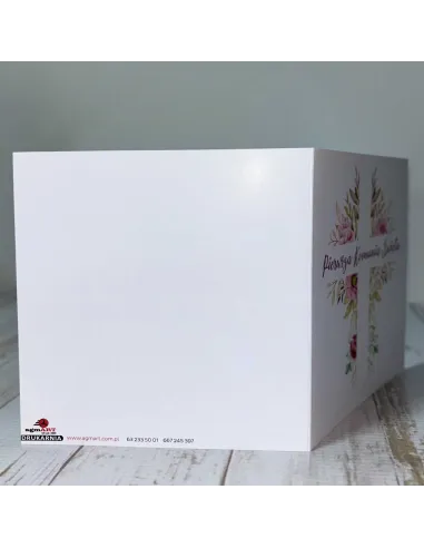 Eleganckie Zaproszenie na pierwszą komunię świętą zaproszenia komunijne motyw kwiatowy personalizacja + PROJEKT GRATIS