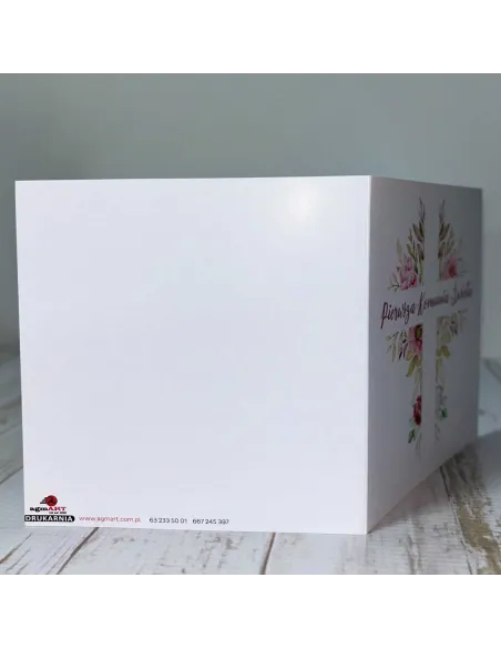 Eleganckie Zaproszenie na pierwszą komunię świętą zaproszenia komunijne motyw kwiatowy personalizacja + PROJEKT GRATIS