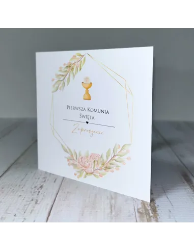 Eleganckie Zaproszenie na pierwszą komunię świętą zaproszenia komunijne personalizacja PROJEKT GRATIS