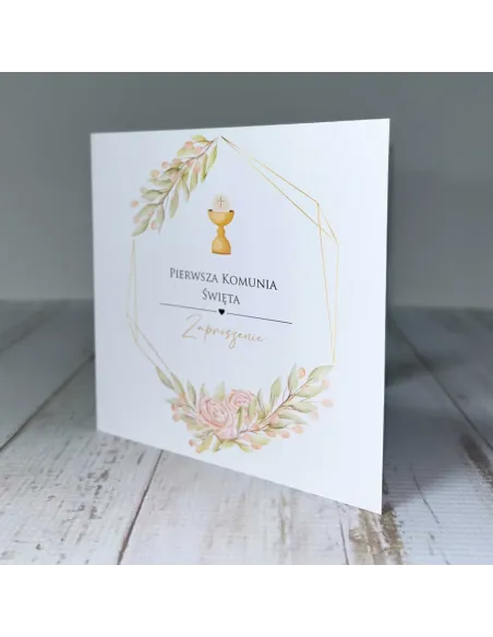 Eleganckie Zaproszenie na pierwszą komunię świętą zaproszenia komunijne personalizacja PROJEKT GRATIS