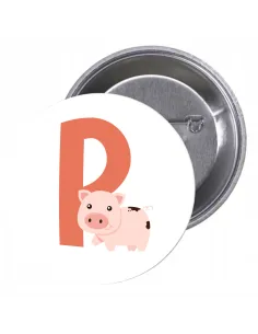 Przypinki buttony LITERKI DLA DZIECI  - P znaczki badziki z grafiką