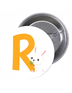 Przypinki buttony LITERKI DLA DZIECI  - R znaczki badziki z grafiką