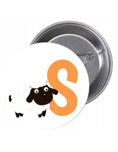 Przypinki buttony LITERKI DLA DZIECI  - S znaczki badziki z grafiką