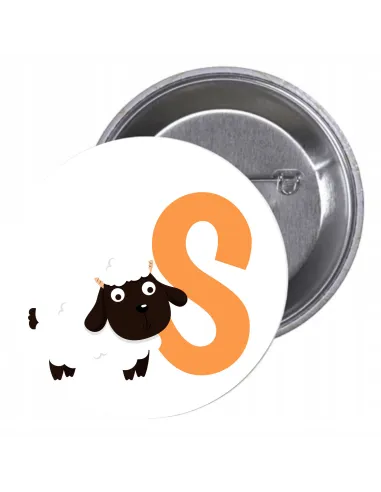 Przypinki buttony LITERKI DLA DZIECI  - S znaczki badziki z grafiką