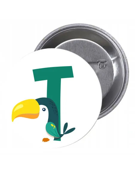 Przypinki buttony LITERKI DLA DZIECI  - T znaczki badziki z grafiką