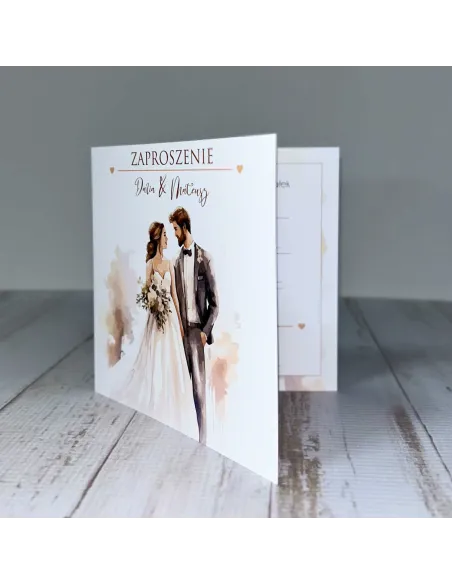 Eleganckie Personalizowane zaproszenie na Ślub Wesele zaproszenia weselne PARA MŁODA + PROJEKT GRATIS