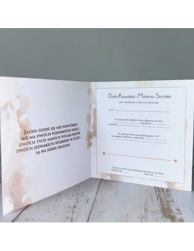 Eleganckie Personalizowane zaproszenie na Ślub Wesele zaproszenia weselne PARA MŁODA + PROJEKT GRATIS