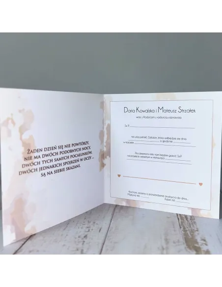 Eleganckie Personalizowane zaproszenie na Ślub Wesele zaproszenia weselne PARA MŁODA + PROJEKT GRATIS