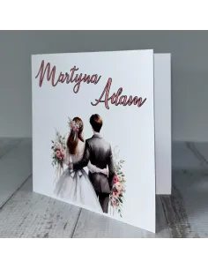 Eleganckie Personalizowane zaproszenie na Ślub Wesele zaproszenia weselne kwiaty para młoda + PROJEKT GRATIS