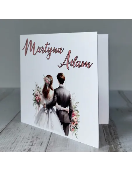 Eleganckie Personalizowane zaproszenie na Ślub Wesele zaproszenia weselne kwiaty para młoda + PROJEKT GRATIS