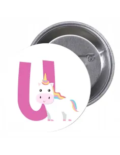 Przypinki buttony LITERKI DLA DZIECI  - U znaczki badziki z grafiką