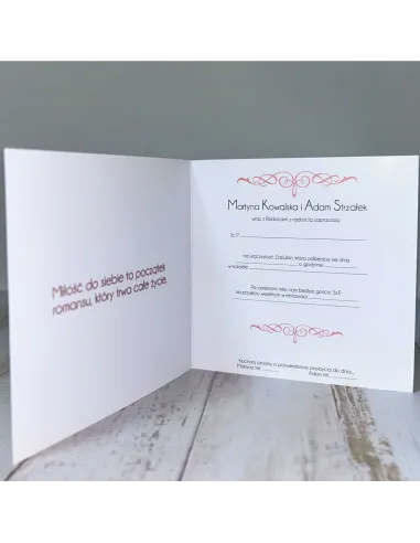 Eleganckie Personalizowane zaproszenie na Ślub Wesele zaproszenia weselne kwiaty para młoda + PROJEKT GRATIS