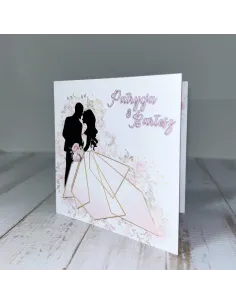 Eleganckie Personalizowane zaproszenie na Ślub Wesele zaproszenia ślubne kwiaty para młoda + PROJEKT GRATIS