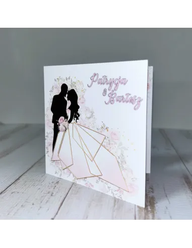 Eleganckie Personalizowane zaproszenie na Ślub Wesele zaproszenia ślubne kwiaty para młoda + PROJEKT GRATIS