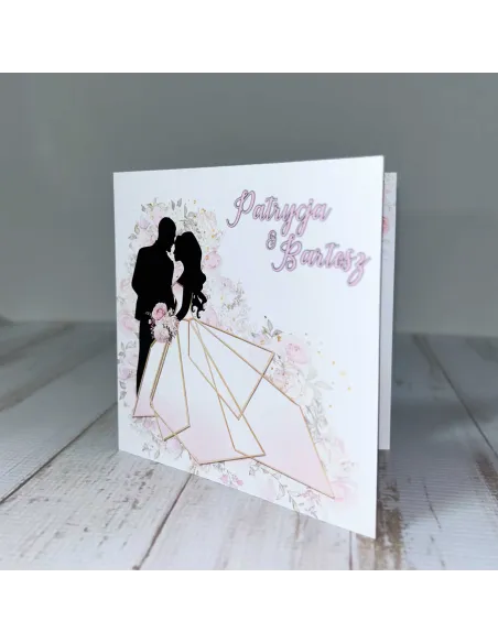Eleganckie Personalizowane zaproszenie na Ślub Wesele zaproszenia ślubne kwiaty para młoda + PROJEKT GRATIS
