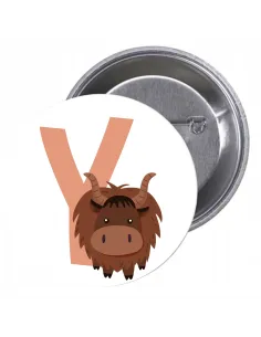 Przypinki buttony LITERKI DLA DZIECI  -Y znaczki badziki z grafiką