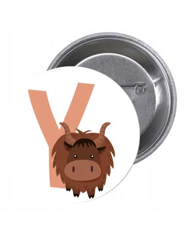 Przypinki buttony LITERKI DLA DZIECI  -Y znaczki badziki z grafiką