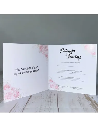 Eleganckie Personalizowane zaproszenie na Ślub Wesele zaproszenia ślubne kwiaty para młoda + PROJEKT GRATIS