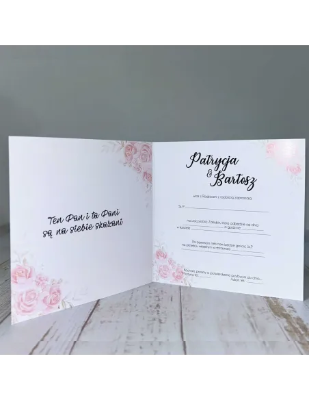 Eleganckie Personalizowane zaproszenie na Ślub Wesele zaproszenia ślubne kwiaty para młoda + PROJEKT GRATIS